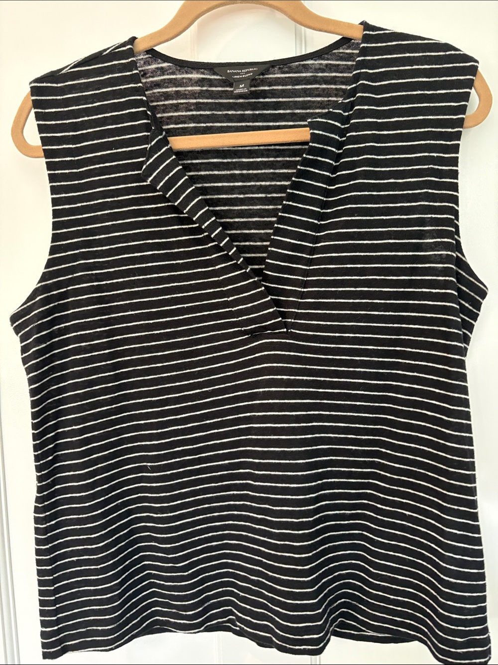 Banana Republic Factory Black and White Striped V-Neck Tank